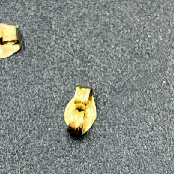 Vintage 10K Gold Blue Topaz Ridged Genuine Gemstone 40g Small Stud Earrings - Picture 7 of 14